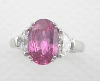 pink sapphire half moon diamonds platinum